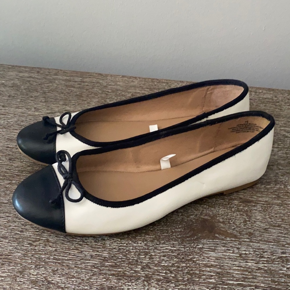 MERONA Women’s Blk Ivory Spectator Flats Sz 9.5